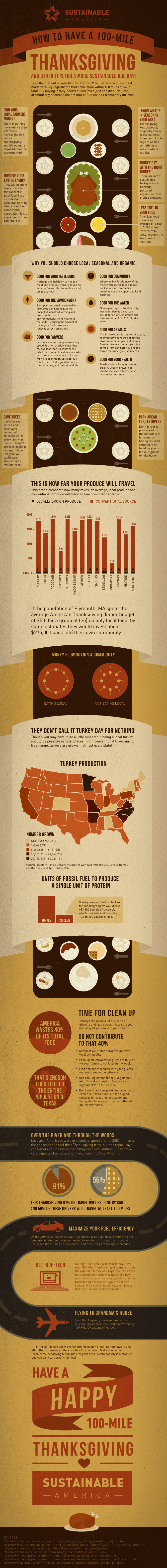 How to Have a 100 Mile Thanksgiving infographic and tips for a more sustainable holiday