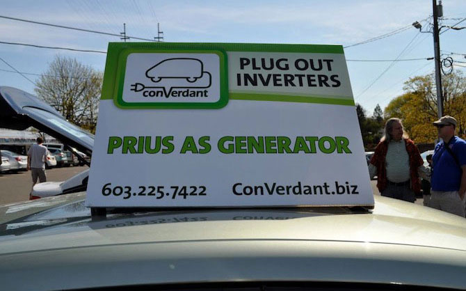 This company was selling inverters for $500-$3,000 that can be used to run the electricity in your house off of your electric vehicle when you lose power. Neat idea, especially around here where we lose power often.