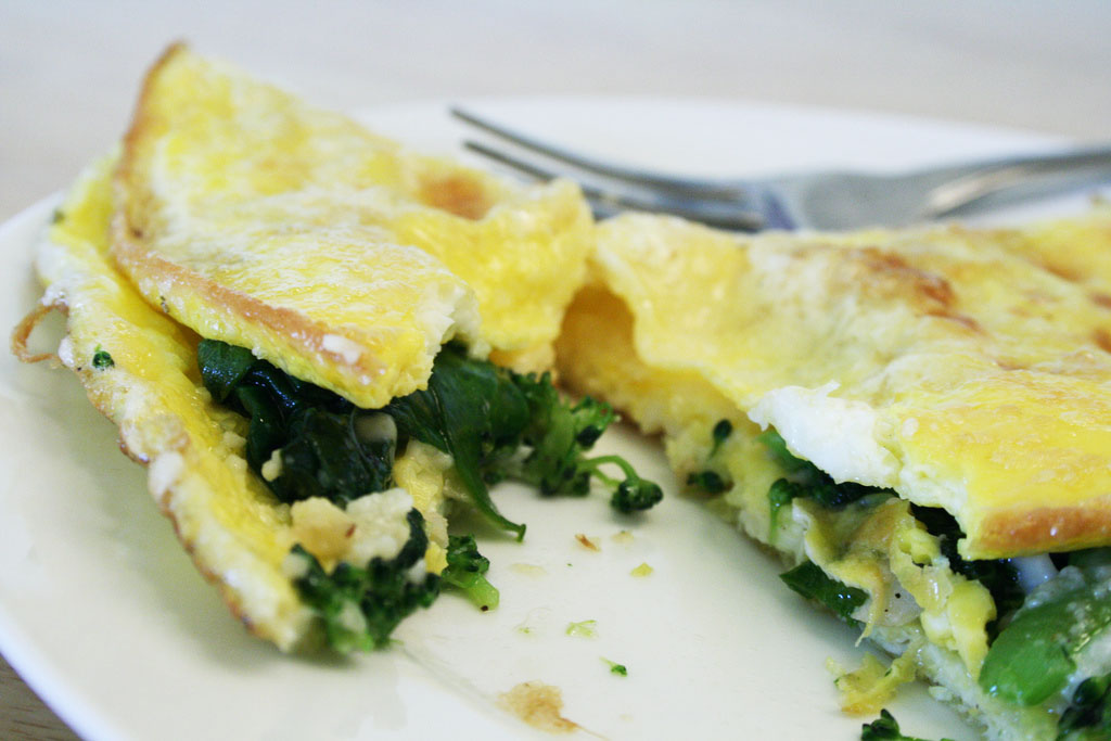 Omelet with leftover vegetables