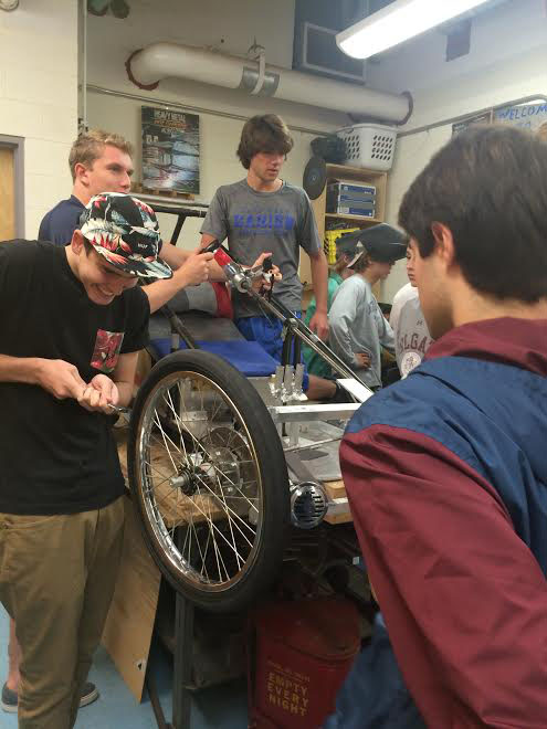 The Darien High School Fuel Cell Team at work