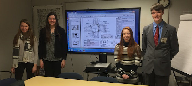 Jack Carnahan and his classmates present to the Vermont Agency of Transportation